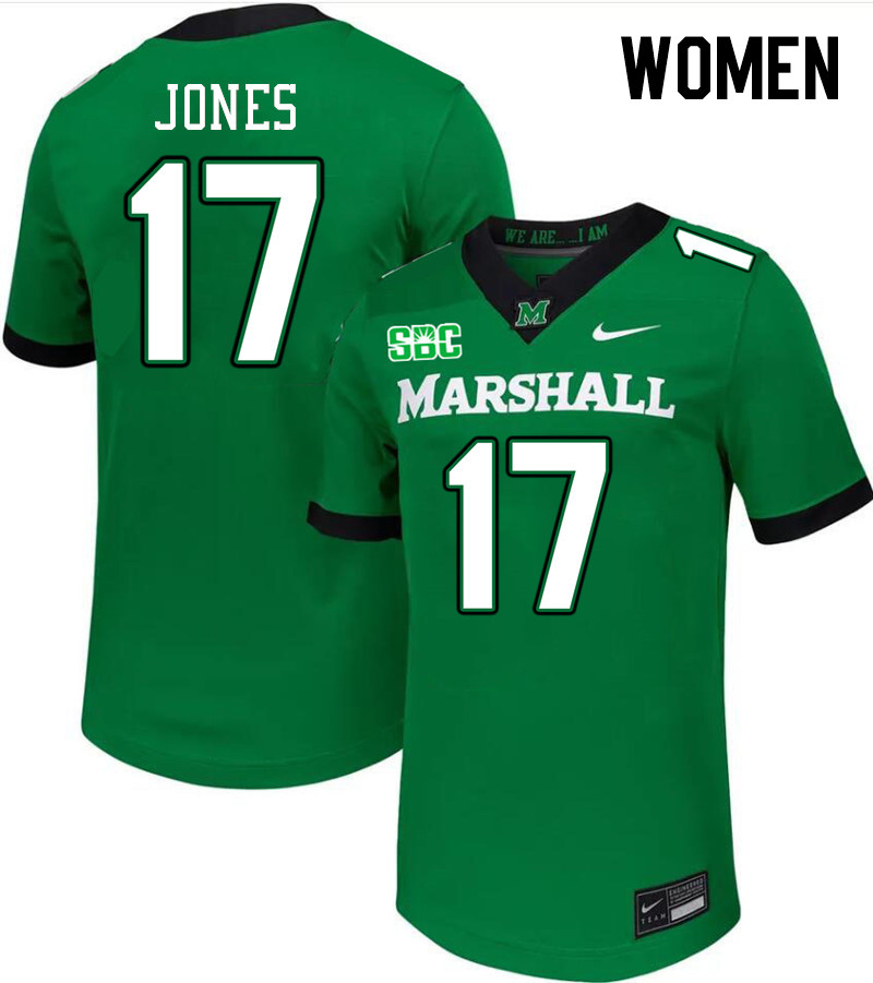 Women #17 K.J. Jones Marshall Thundering Herd SBC Conference College Football Jerseys Stitched-Green